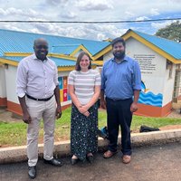 Photo caption: Colleague in Uganda (left) with UCLA's Dr. Jessica Pasqua (center) and Dr.  Rajarshi Mazumder (right).