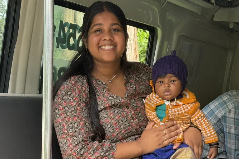 Shadowing a mobile health unit in rural Karnataka and spending time with an infant seen during the clinic. 