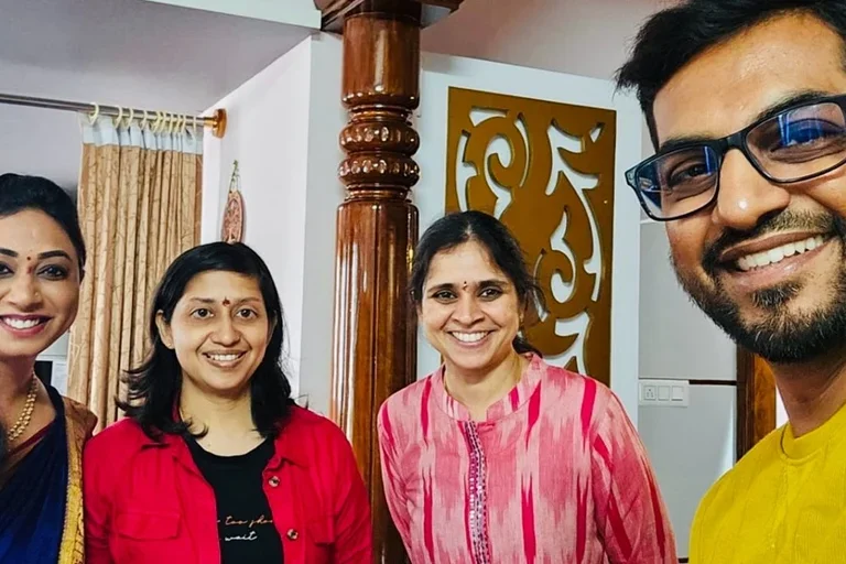Neuroprotection kickoff meeting, from L to R: Dr Supriya Bavisetty (UCLA), Dr SR Deepashree (VMH, rehabilitation director), Dr Kalpashri Kesavan (UCLA), and Dr Kumar Suryanarayana (VMH)